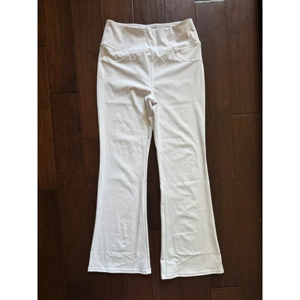 Halara white high waist flare pants